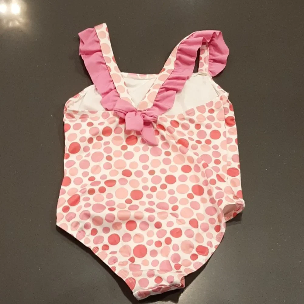 Penelope Mack 4T Pink and White One Piece Bathing Suit